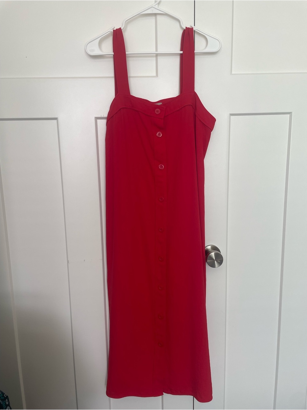 Everlane Red Sleeveless Dress with Front Button